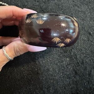 Dark Brown Bangle with Gold Accents